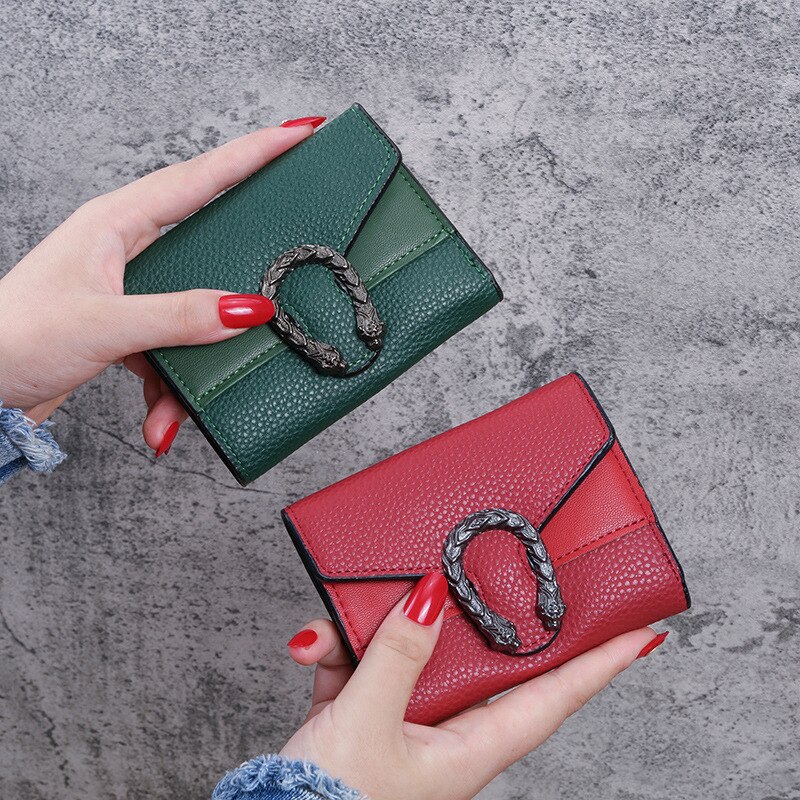 Women Coin Purse Leather Solid Color Vintage Short Wallet Hasp Ladies Girls Card Holder Clutch Bag