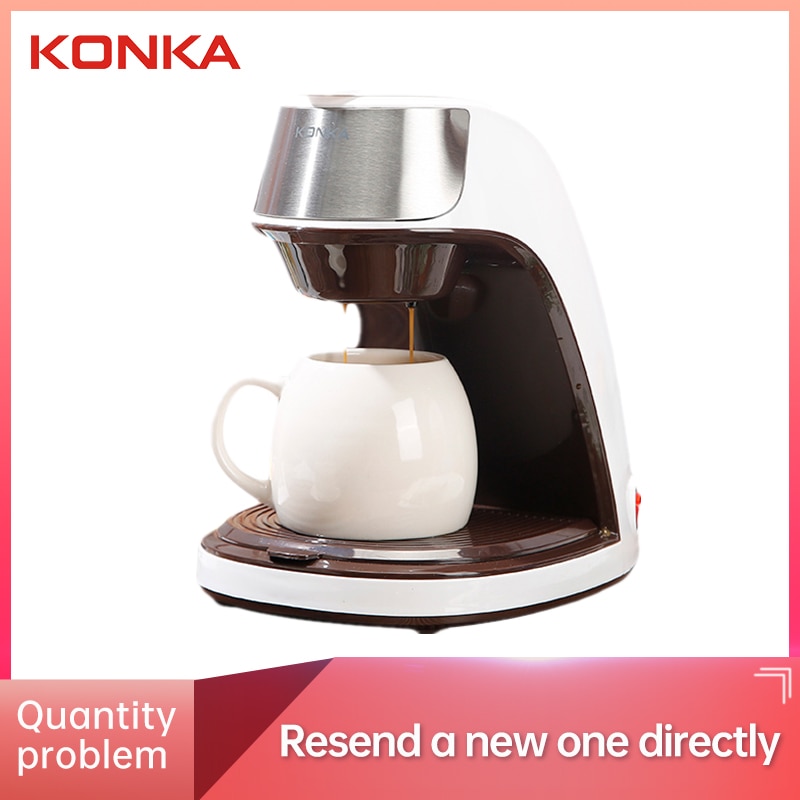 KONKA Automatic Coffee Machine Dripping Multifunction Tea Coffee Powder Water Tank 300ml Free Ceramic Coffee Cup For Office Home