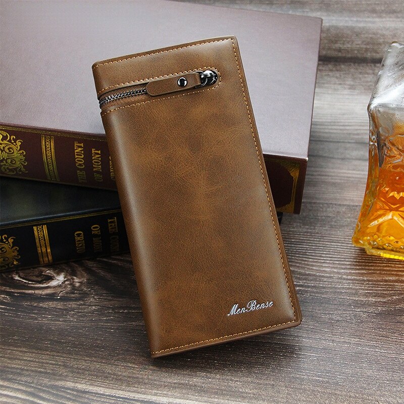 Brand Men Genuine Leather Short Wallet with Zipper Coin Pocket Vintage Big Capacity Male long Money Purse Card Holder New