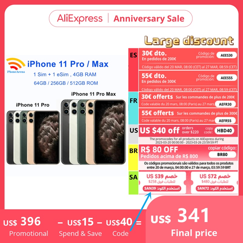 Original iPhone 11 Pro Max 64GB 256GB ROM Genuine Super Retina XDR OLED Face ID IOS NFC Unlocked 11promax LTE Cellphones