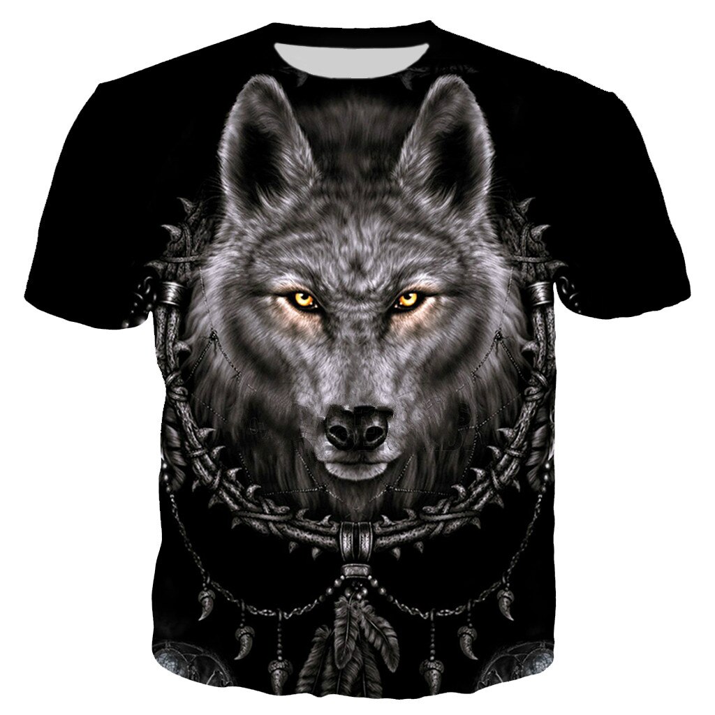 Fierce animals wolves and Indian T-shirts for men's fashion wear 3D men's Harajuku style street wear