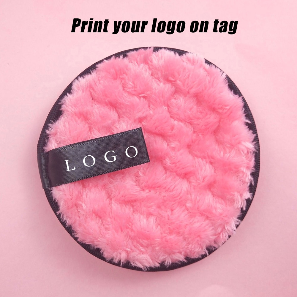 20pcs Custom Logo Reusable Cotton Makeup Remover Pads Washable Face Clean Sponge Cleansing Cloth Foundation Liquid Cream Tool