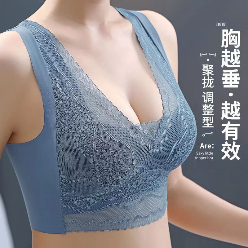 Lace Beautiful Back Tube Top Underwear Women's Fixed Cup Gather Wrapped Chest No Steel Ring Sexy Large Size Bra