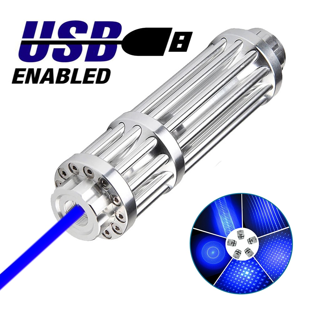 Outdoor camping tool light USB rechargeable blue light camping hunting flashlight portable burning match 017 blue light