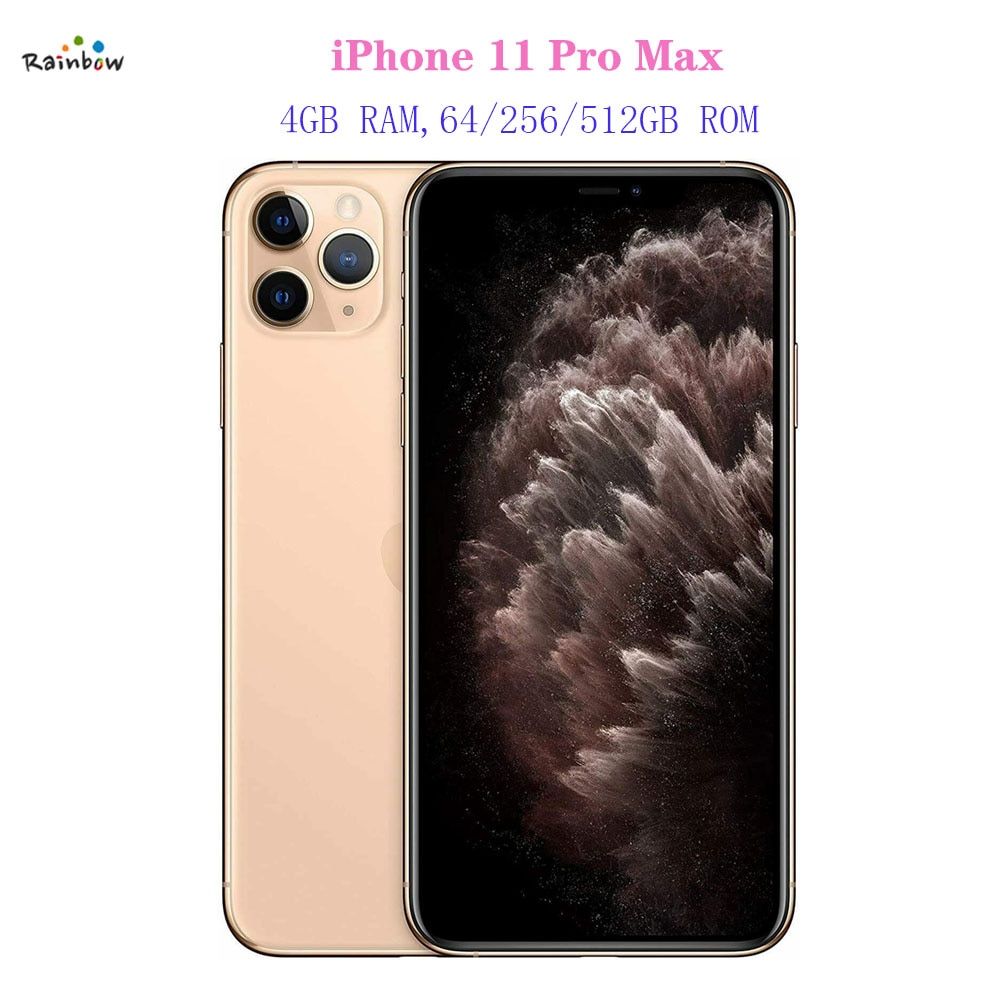Original iPhone 11 Pro Max 6.5" 4G LTE 4GB&64/256/512GB Apple iPhone 11 Pro Max IOS A13 Bionic Hexa Core Triple Cell Phone