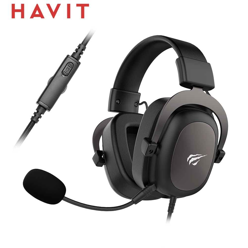 HAVIT H2002d Wired Gaming Headphones 3.5mm Surround Sound Overear Headset with Pluggable Microphone PC Laptop PS5 Switch Gamer