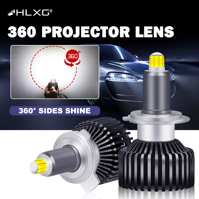 HLXG 360 Turbo CSP H7 canbus 9012 H8 D4S D4R D2S D2R h11 H1 LED 9005 9006 HB3 HB4 12V Auto Lights lamp bulb 6000K 4300K 50000LM